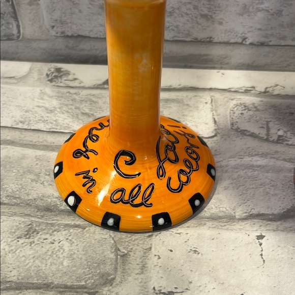 Set of 2 Colorful Heart Design wine Goblets love comes in all colors pottery - Picture 3 of 9